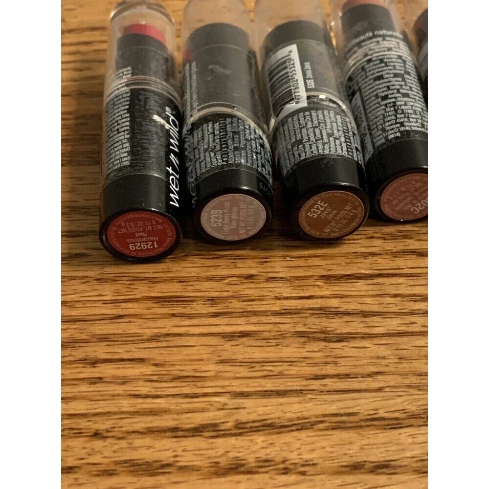 (7) Wet n Wild Silk Finish Lipstick Mink Java Pink Frost Bare Affair Aflame Berr